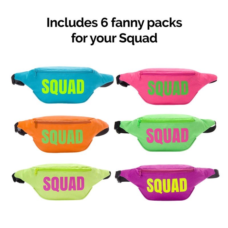 Pop Fizz Designs Bachelorette 80s Fanny Pack Set | 7 Pack | 1 Bride Fanny Pack and 6 Squad Fanny Packs | Bachelorette Party Favors - Image 3
